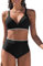 Vijamiy Maillot de Bain Femme 2 Pieces Taille Haute Bikini Set Col V Ensemble Chic et Elegant avec Dentelle Blanche(Noir,L)