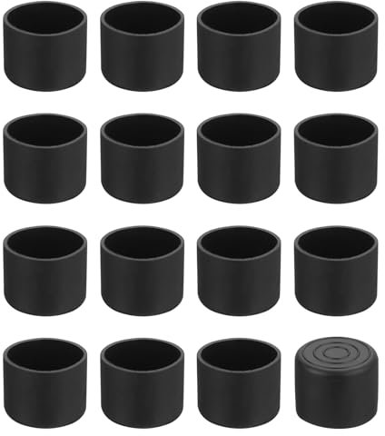 sourcing map 18Pcs Chair Leg Caps, Fit OD 30mm (1-1/6 Inch) Non-Marking PVC Chair Leg Tips Non-Slip Chair Leg Floor Protectors Round Table Covers End Caps for Furniture, Black