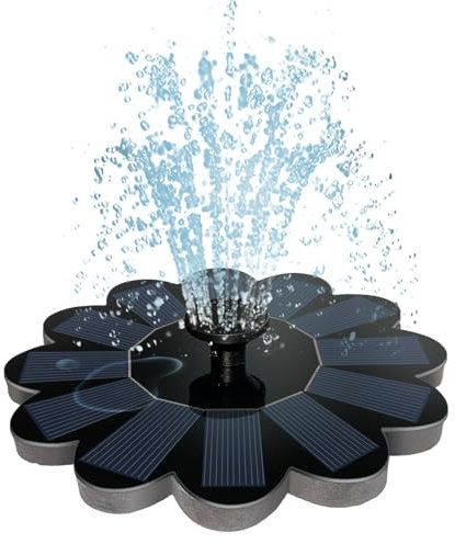 Fontaine Solaire, 1.4W Fontaine Solaire Exterieure de Jardin Avec 5 Buses et un Adaptateur, En Forme de Fleur Fontaine Exterieure de Jardin, Decoration Jardin Convient aux Bains D'oiseaux et Aux étang