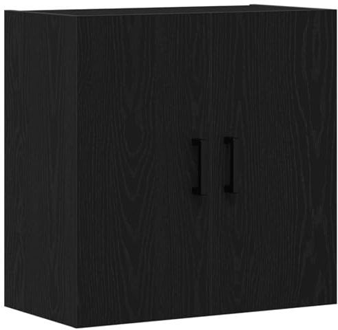vidaXL Stylischer Schwarzer Eichen-Schrank Für Wohnzimmer und Büro Massivholz Mattierung viel Stauraum 2 Türen Modernes Design Nur für drinnen Möbel Schlanke Schränke Zuhause Zeitgenössisch