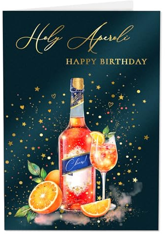 JoliCoon Premium Holy Aperoli Geburtstagskarte STARDUST, 17 x 11,5 cm | 350g Perlmuttpapier, Schimmereffekt, goldveredeltes Fine-Paper-Kuvert, für persönliche Geburtstagswünsche