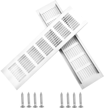 2Pcs 300 X 80 mm Kitchen Plinth Vent Grille Wardrobe Vents Air Vent Grille Cover Aluminum Alloy Kitchen Air Vent with Screw for Cupboard Wardrobe Shoes Cabinet Ventilation