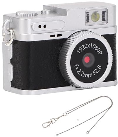 Mini Digital Camera Keychain, 20MP 1080P Small Video Camcorder with Optical Lens, LED Fill Light for Taking Photos, Cycling, Playback Screen, Filter, Expandable Memory Card (Black)