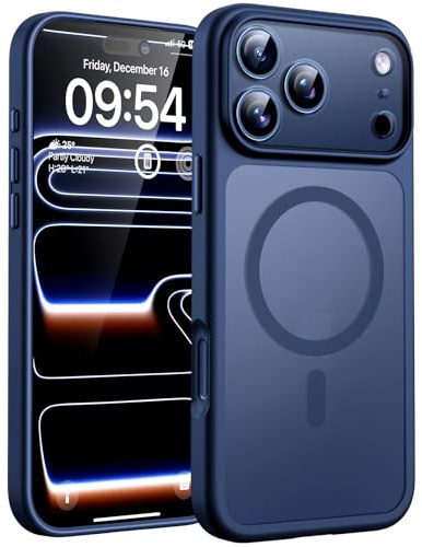 TOCOL for iPhone 17 Pro Max Case, Compatible with MagSafe, Dark Blue | Full Camera Protection, Built-in Magnets, 15FT Military-Grade Shockproof Thin Slim Translucent Matte Phone Cover