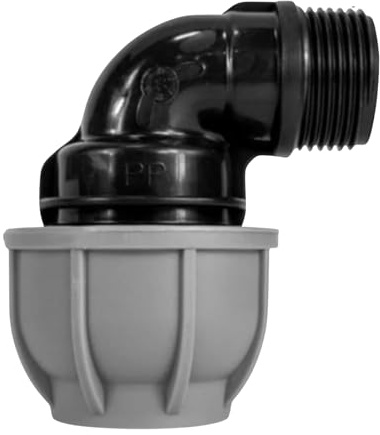 MYPURECORE MDPE Compression Fitting 20-50mm – Straight, Elbow, Tee, Stop End & Valve – BSP Threaded Water Pipe Connector – Leak-Proof Irrigation for Blue Pipe (Elbow 20mm x 1/2” bspm)