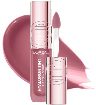L'Oréal Paris Lip Tint Hyaluron Lip Stain Serum, 217 Smokey Mauve | With Hyaluronic Acid, Up To 2x More Hydrated Lips, 12-Hour Longwear, Hydrating Lip Tint, Cheek Stain