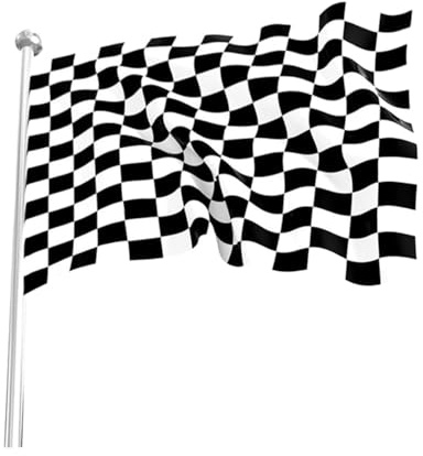 HUVZOR Drapeau de Course à Damier Noir et Blanc - Polyester Résistant pour Décoration Thème Voiture ou Motos, Anniversaires, Événements Sportifs et Fêtes,150x90cm
