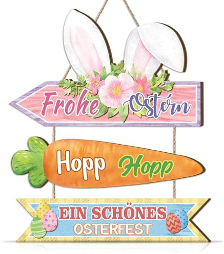 KAIRNE Frohe Ostern Hase Ohne Karotte Pfeil Osterschild Eingang Party Deko