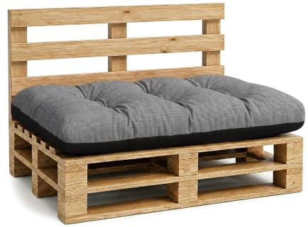 Amazinggirl Palettenkissen Outdoor Kissen Sitzkissen 120x80 cm - Auflagen für Paletten Europaletten Palettensofa und Palettenmöbel Palettenpolster Outdoorkissen Gartenkissen Grau