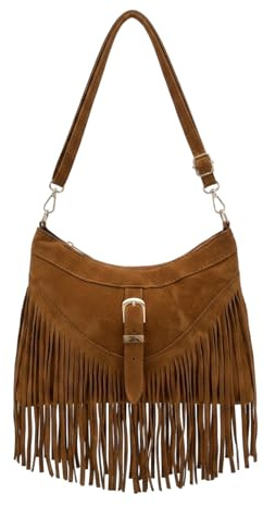 1 Pcs Fringe Bag, Brown Shoulder Bag for Daily Commute and Social Events, Tassel Bag with Spacious Compartment, Brown Suede Handbag for Urban Professionals and Style Enthusiasts