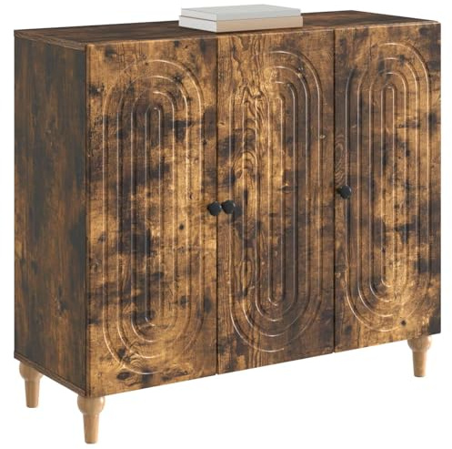 vidaXL Sideboard Geräucherte Eiche 89 x 34,5 x 80 cm Holzwerkstoff, Wohnzimmer, moderner Schrank, stylische Aufbewahrung, rechteckiges Design, praktische Organizer für Dein Zuhause