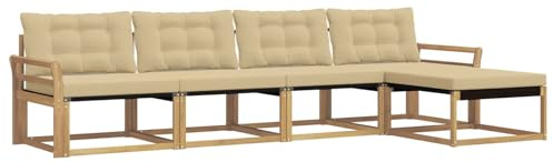 vidaXL Outdoor-Sofagarnitur mit Kissen 5 pcs Weiß und Beige, Garten, moderner, langlebiger Outdoor-Sofa, Sessel-Ecke, Lounge-Möbel, Terrasse Set
