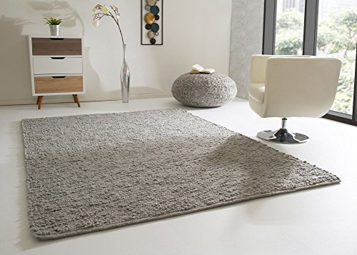 Steffensmeier Handweb Teppich Ammersee in Grau aus 100% Schurwolle, Größe: 90x160 cm