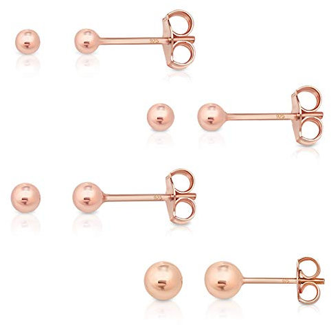 Boucle d’oreille - Earrings - Boucle d oreille Or Rose - Rose Or - Mini Rose - Piercing Lobe Oreille - Boucle Oreille Femme Rose - Boule Or - Boucle d’oreille Argent - Diamètre: 2, 3, 4, 5 mm