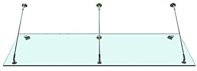 BuyLando-Shop Vordach Glasvordach Türvordach Verbundsicherheitsglas Klarglas VSG Edelstahl (230x90cm (3X Stb-Halterung))