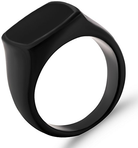 Akitsune Opus Ring | Design-Ring Frauen Herren Edelstahl Groß Minimalistisch Siegel - Mattschwarz - US 6