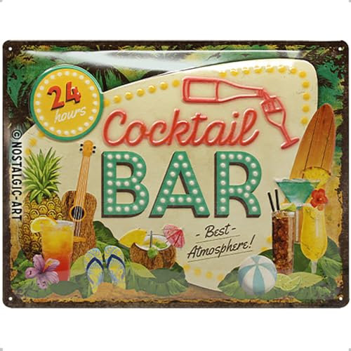 Nostalgic-Art Retro Blechschild, 30 x 40 cm, Cocktail Bar – Geschenk-Idee als Bar-Zubehör, aus Metall, Vintage Design, Blechschilder Sprüche