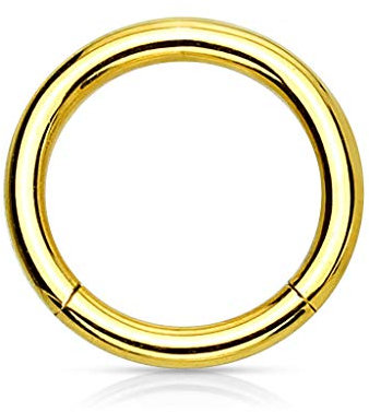 Trend Agent Piercing Ring Septum Clicker SEGMENTRING Nasenring Damen Herren SCHMUCK Chirurgenstahl Ohrring 0.8 x 8mm Gold - vergoldet