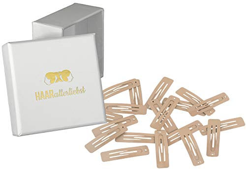 Haarallerliebst Haarspangen klein & rechteckig für Kinder & Damen – 20 Stück in Beige (3,9 cm) inkl. Aufbewahrungsbox – Ideal für dünnes & blondes Haar