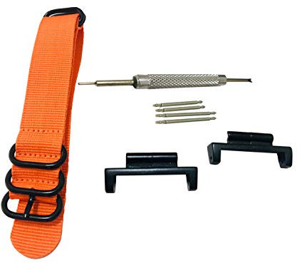 Richie strap] 20mm 5 Ring Nylon Watch Band Strap GWM5610 16mm-Lug Metal Adapters Kit for Casio GShock 5600/5610 G100 GW2310 DW6600/GW6900 GA800 5700 (Orange)