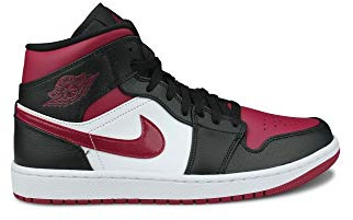 Nike Herren Air Jordan 1 Mid Basketballschuh, Rot Black Noble Red White, 45 EU
