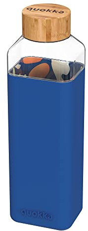 Quokka 84124974002322 Bouteille carrée en Verre avec Housse en Silicone, capacité 700 ML, intérieur Jardin Abstrait
