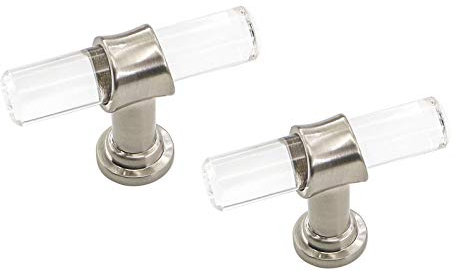 LONTAN 10 Pack Drawer and Door Knobs - Brushed Nickel Acrylic in Nickel for Chest, Kitchen, Bathroom Cabinet