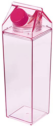 Cabilock Milchkarton Wasserflasche 500Ml Plastik Milchbox Saftflasche Klare Milchflaschen Tragbare Wasserflasche Rosa