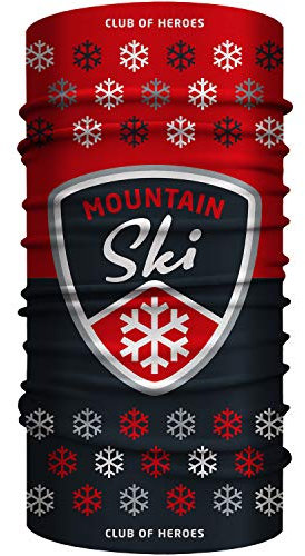 Ski Winter Bandana, nahtloses Multifunktionstuch 25 x 50 cm aus weicher Mikrofaser/atmungsaktiv Schlauchschal Halstuch Schal Tuch/Wintersport Skifahren Skitour Snowboard Sport Schnee (Grau-Rot)