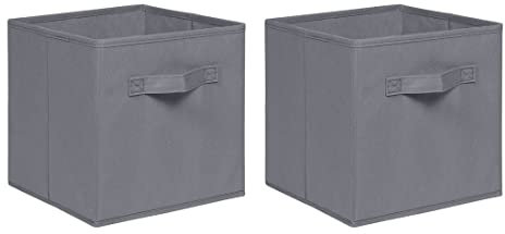 nozama Foldable Storage Cubes Set of 2 - Fabric Cube Boxes Household Cube Storage Box for Home Closet, 2 Pack Cloth Storage Bin with Dual Handles for Home Closet Drawers Organizer