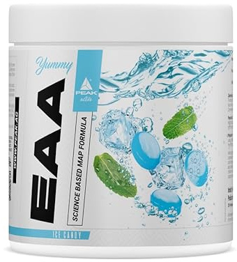 PEAK Yummy EAA - 400g Geschmack Ice Candy I 25 Portionen I Pulver I essenzielle Aminosäuren I optimierte Aminosäure - Matrix I MAP - Formel I Muskelaufbau I vegan I glutenfrei