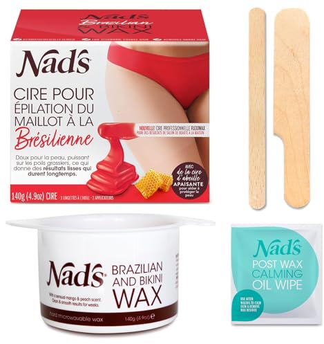 Nad’s Cire Pour Du Maillot À La Brésilienne - Kit D'Épilation À La Maison Avec Cire Dure, Pot de Cire Chaude, y compris la zone intime