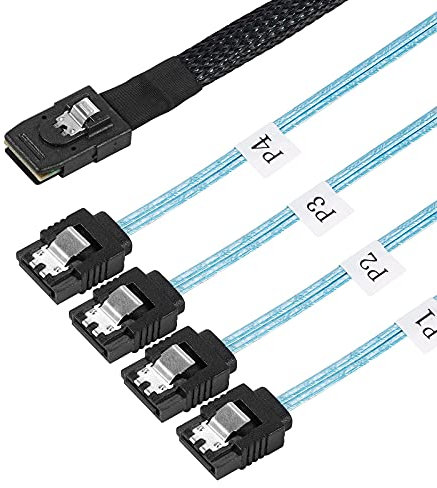 Twozoh SFF-8087 - Cable invertido para 4 SATA, Mini SAS interno a SATA 1M