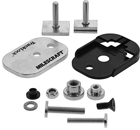 Milescraft 4022 TrackLock – Schienenschloss Bankklemmsockel – Klemmzubehör für T-Schienen, schwarz-metallisch
