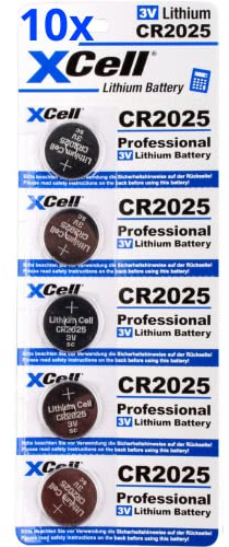 50er Set CR2025 Lithium-Knopfzelle 3V / 170mAh (10x5er Pack) Lithium Hochleistungs- Batterie Für Professionelle Anwendungen - Langlebig - Wartungsfrei