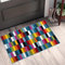 renoazul® Multicoloured Large Door Mat for Entrance, Hallway and Kitchen, 60 x 110 cm, Cube, Soft Thick Pile Fluffy Thick Plush Geometric Pattern Mat