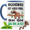 Blickfang Lustige Tasse mit Spruch |IRGENDWAS IST DA FAUL OH DAS BIN JA ICH | Faultier Kakao- Kaffee- Tee- Fototasse| Geschenke für männer frauen Keramik |Spülmaschinenfest (Blau)