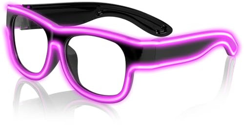 Ainiv Lunettes Lumineuses Sans Fil, Lunette LED EL Neon Lumière Masque Lumineux, Lunettes de Fête pour Fête Décorations, Anniversairet, Noël Party, Soirée de Folie, Rave, EDM, Cosplay (Rose)