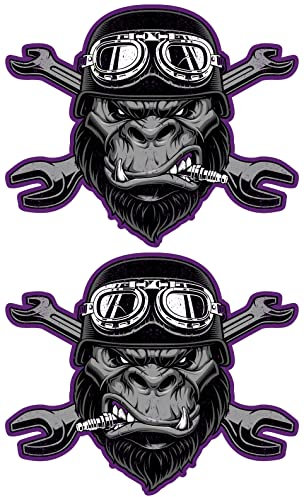 Samunshi 2X Vintage Gorilla Set Aufkleber Autoaufkleber für Motorrad Fahrrad Roller oder Auto Sticker Chopper Hot Rod Bopper Enduro Motocross Rockabilly Vinta (20x16cm 2X Vintage Gorilla Set)