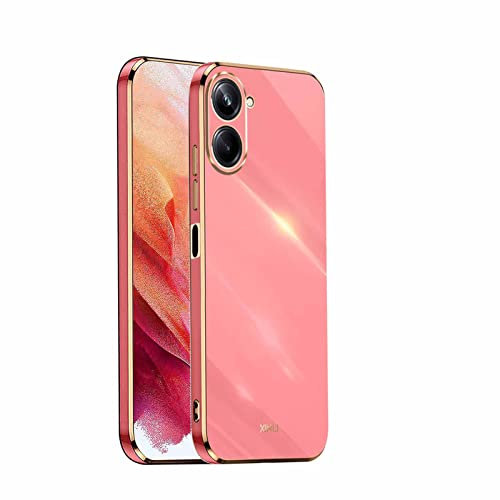 WOBURN Funda para Realme 10 4G, Frontera de Oro Carcasa Protectora Antigolpes Suave TPU Silicona Caso Anti-Choques Resistente a los Arañazos - Rojo