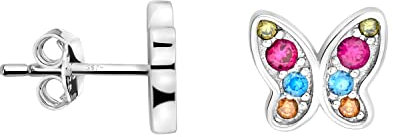 SOFIA MILANI - Damen Ohrringe 925 Silber - Mehrfarbiger Zirkonia Schmetterling Ohrstecker - E1952