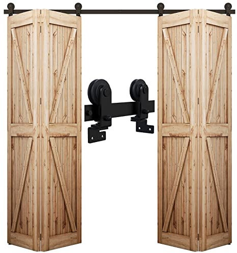 WOLFBIRD 2M/6.6FT Bi-Folding Herraje para Puerta Corredera Kit de Accesorios para Doble Plegable Puertas Correderas para aberturas de puerta de 170-180cm