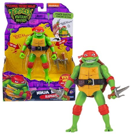 Ninja Turtles Figur, 15 cm mit Waffe, elektronische Funktion, Raphael, Spielzeug für Kinder ab 4 Jahren, Giochi Preziosi, TU8002
