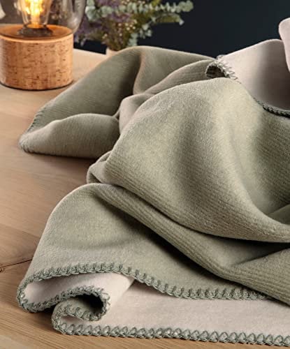 biederlack Wohndecke Duo Cotton Melange Baumwollmischung jadegrün-Natur Größe 150x200 cm