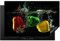 KitchenYeah© Herdabdeckplatte Einteilig Induktionsmatte Küche Abdeckung Ceranfeld Herd Abdeckplatte Deko Vinyl Matte Aufrollbar Paprika - Gemüse - Wasser - Schwarz - Rot - Grün - Gelb - 80x52 cm