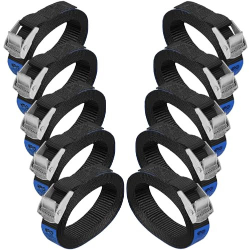 Zurrgurt Spanngurt belastbar bis 250 kg DIN EN 12195-2 Befestigungsgurt Klemmverschluss Befestigungsriemen schwarz Verschiedene Längen Stückzahlen, 10er Pack 2.5 cm x 1 m