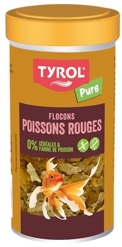 Tyrol Pure – Fiocchi di insetti per pesci – Cibo pesce acquario – Cibo per pesci completo a base di ingredienti di qualità, 4 tipi di insetti, cibo pesce rosso 250 ml