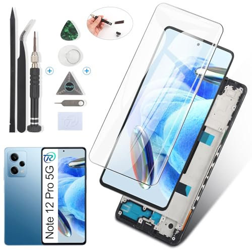RongZy para Xiaomi Redmi Note 12 Pro 5G 22101316C LCD+Pantalla Táctil Digitalizador Asamblea Reemplazo +Reparación Herramientas (Negro)