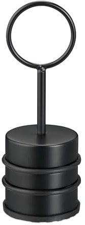 Relaxdays Türstopper, mit Griff, Edelstahl & Gummi, Türpuffer für Boden, innen, H x D: 20 x 7 cm, Türaufhalter, schwarz