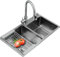 Lavatoio da incasso da cucina, Doppio lavatoio, in acciaio inossidabile, con dispenser di sapone, doppio lavello in acciaio inossidabile, Lavello cucina 2 vasche con gocciolatoio ( Size : 80*45*22cm )